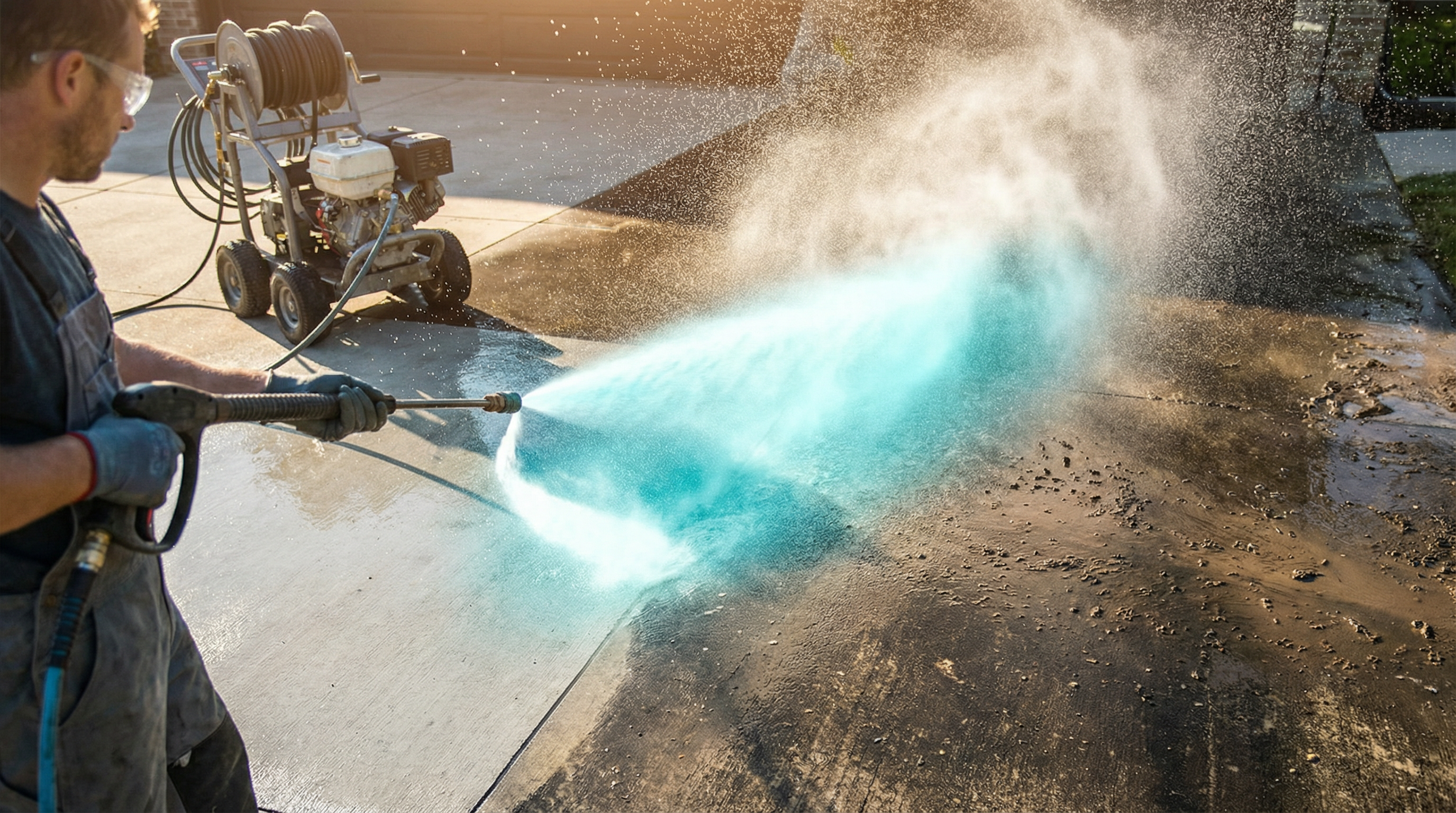 Driveway pressure washing